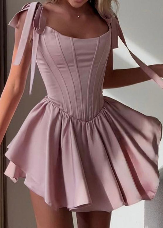 Yailin Ruffle Trim Corset Mini Dress In Pink