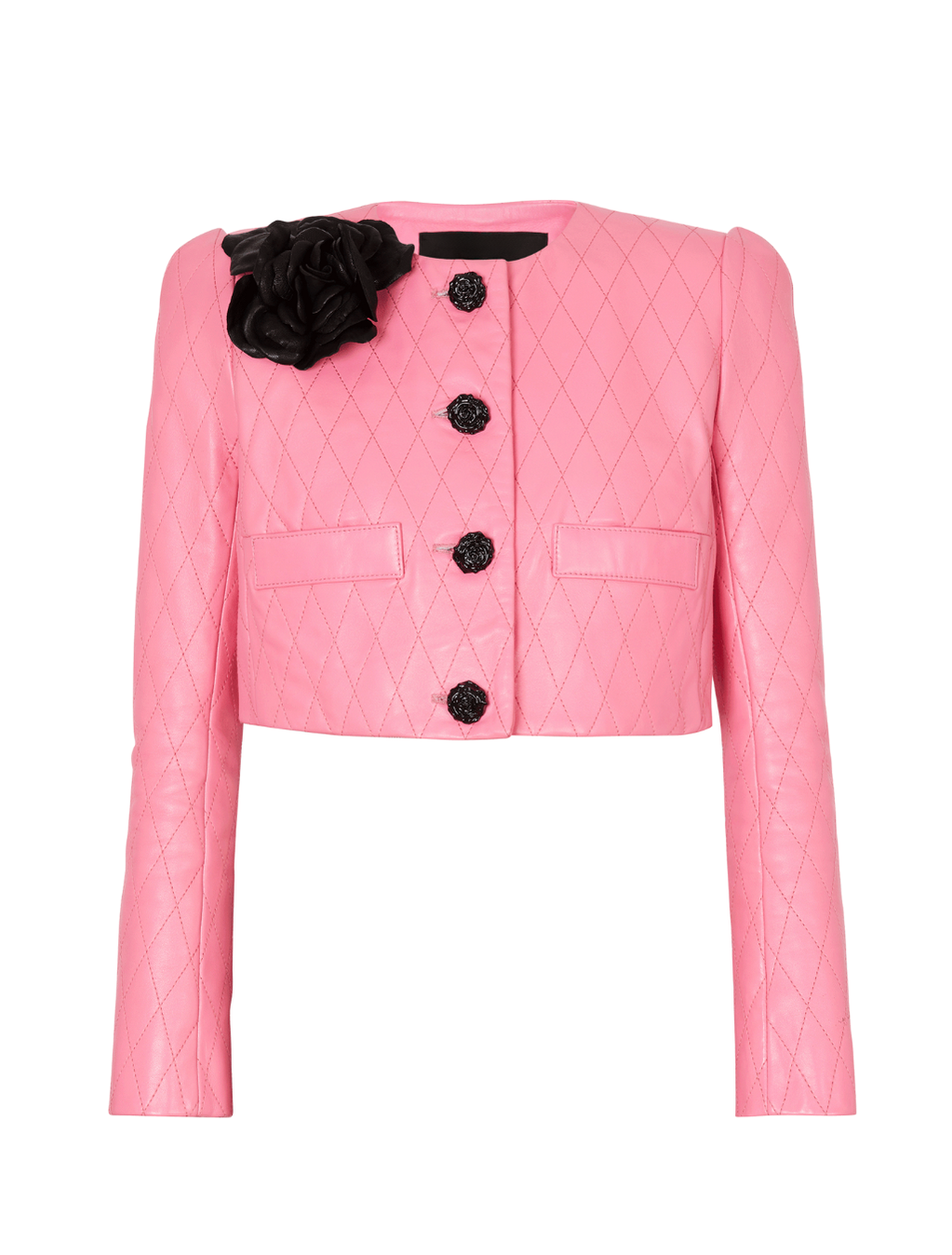 Zambezi Quilted Cropped Leather Jacket In Pink
