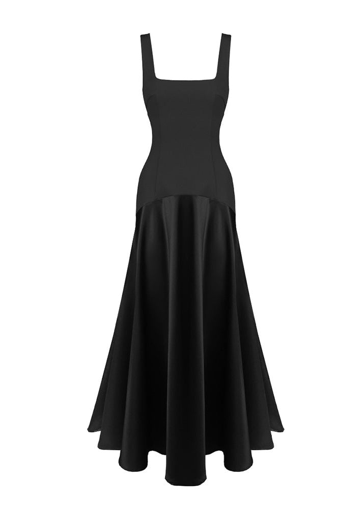 Bouvier Asymmetric Cut A Line Maxi Dress In Black