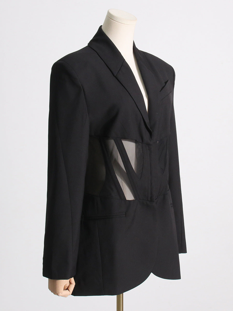 Flavio V-Neck Corset Jacket In Black