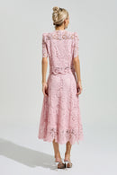 Morqen Pink Lace Two Piece Set