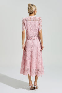 Morqen Pink Lace Two Piece Set