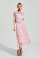 Morqen Pink Lace Two Piece Set