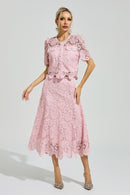 Morqen Pink Lace Two Piece Set