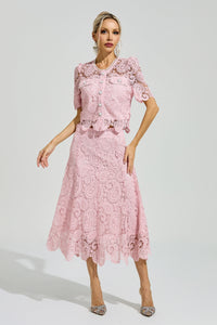 Morqen Pink Lace Two Piece Set