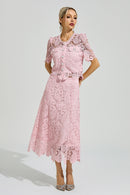 Morqen Pink Lace Two Piece Set