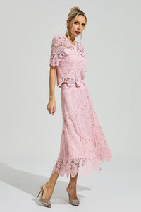 Morqen Pink Lace Two Piece Set