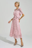 Morqen Pink Lace Two Piece Set