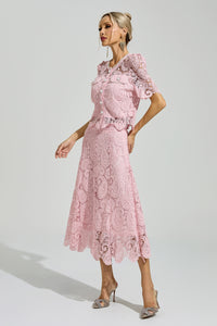 Morqen Pink Lace Two Piece Set