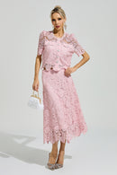 Morqen Pink Lace Two Piece Set