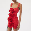 Aizen 3d Flower One Piece Swimsuit And Skirt In Red