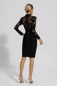Kawko Lace Sleeve Bandage Dress In Black