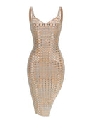 Norbert Embellished Backless Midi Dress In Nude