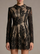 Celestyn Black Floral Lace Mini Dress