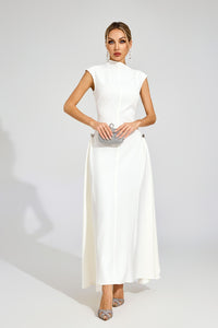 Quintus Sleeveless Irregular Hem Maxi Dress In White