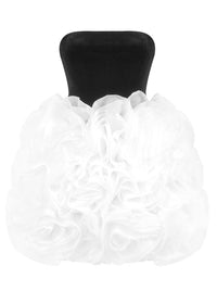 Zories 3D Flowers Strapless Black Mini Dress In White