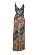Lazaro Spaghetti Lace Leopard Maxi Dress