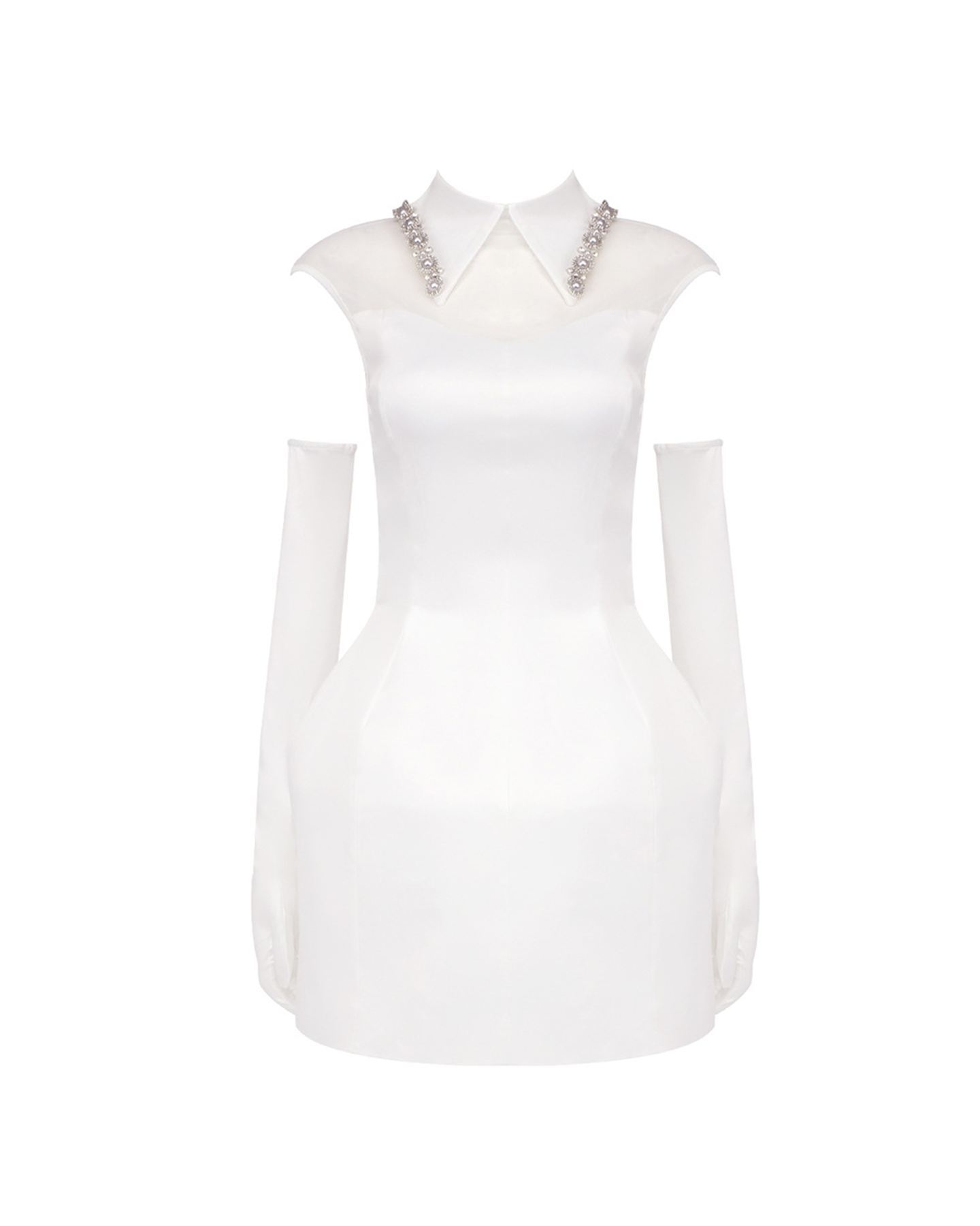 Wieda Tulle Detail Mini Dress In White