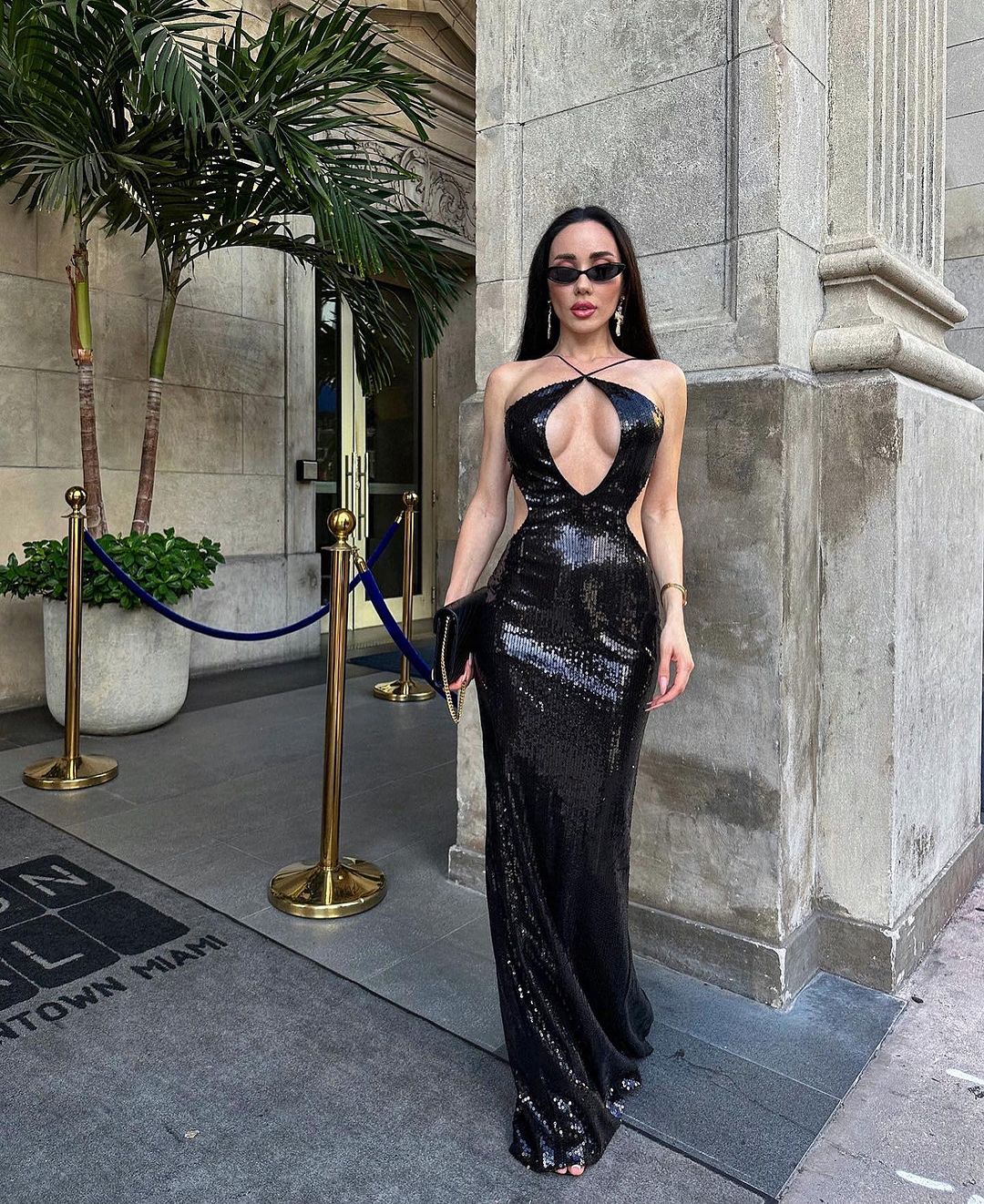 Sephra Front Cutout Backless Maxi Dress In Black