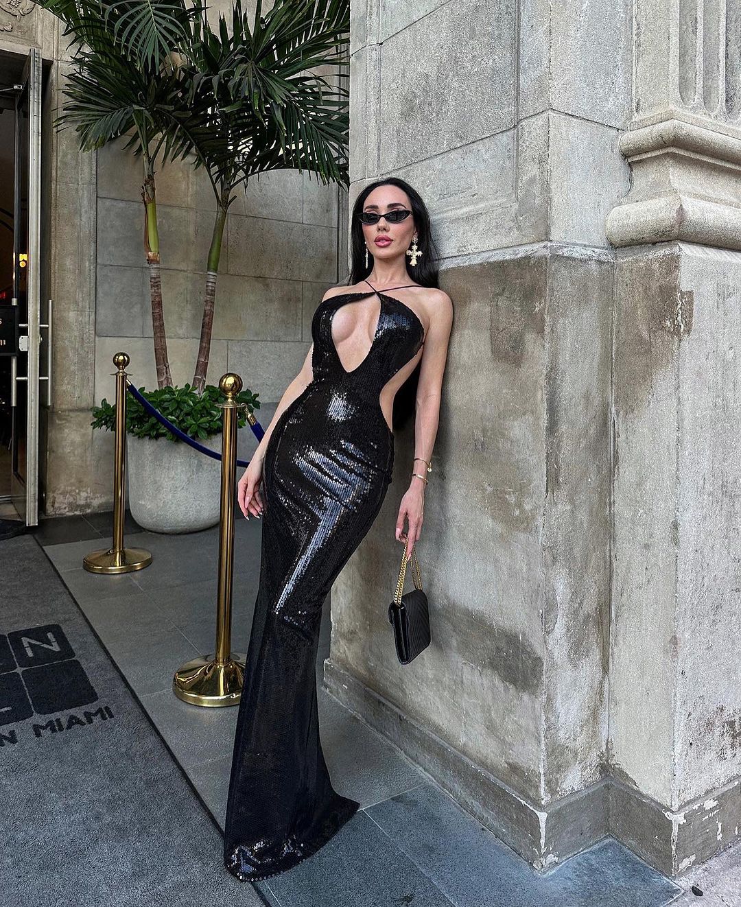 Sephra Front Cutout Backless Maxi Dress In Black