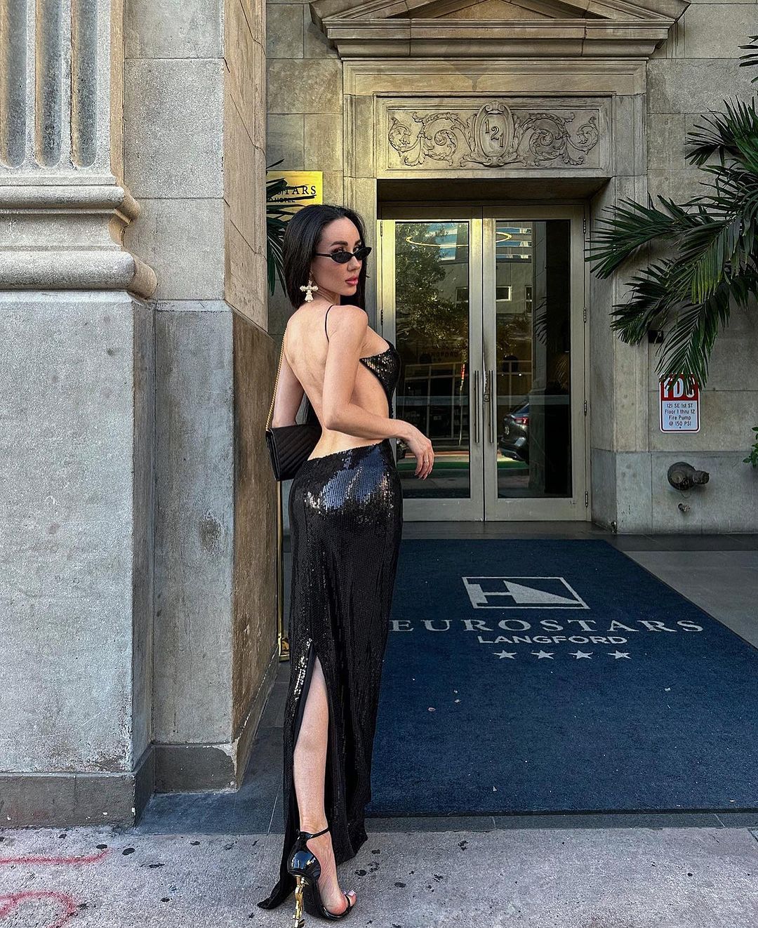 Sephra Front Cutout Backless Maxi Dress In Black