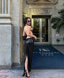 Sephra Front Cutout Backless Maxi Dress In Black