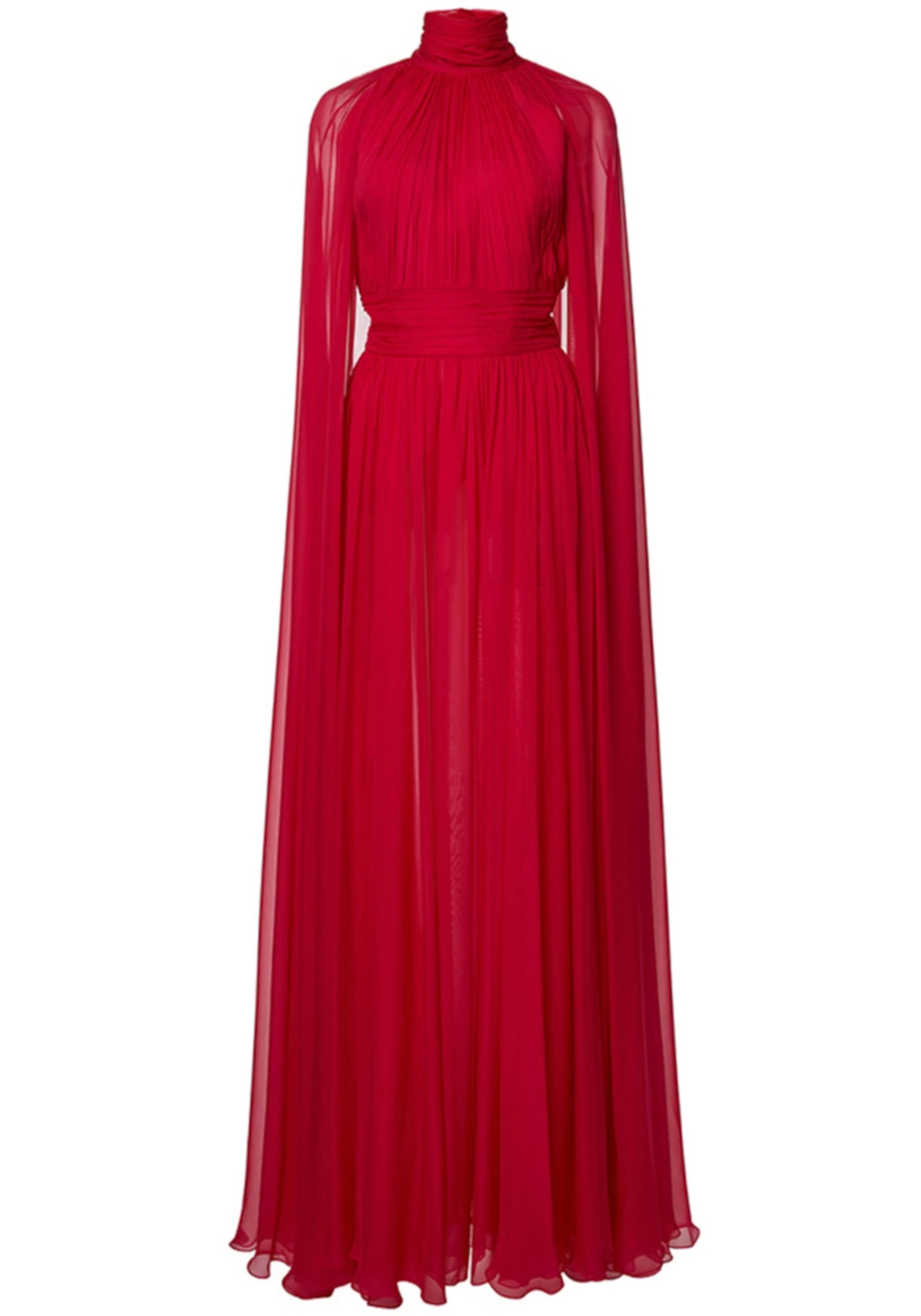 Leola Cape Maxi Dress In Red