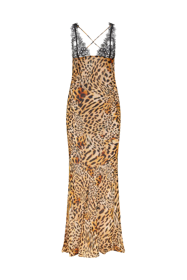 Reagan Lace Leopard Printed Maxi Dress