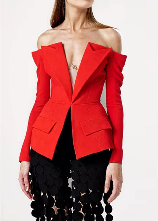 Asbury Long Sleeve Blazer In Red