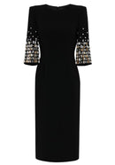 Filitsa Short Sleeve Crystal Midi Dress In Black