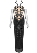 Liselotte Halter Sequin Maxi Dress Black In Nude