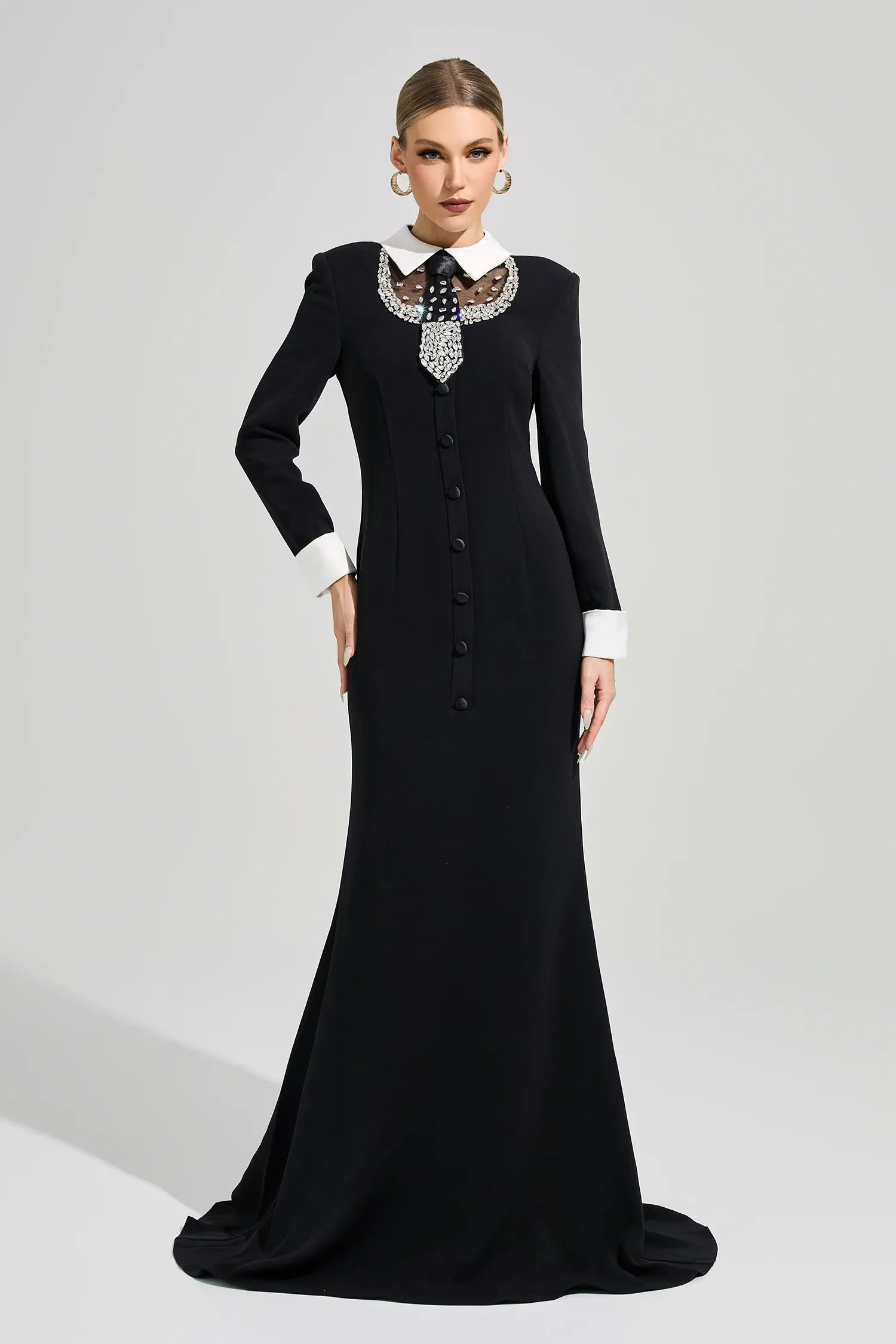 Orvandel Tie Crystal Embellished Maxi Dress