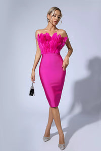Ferley Strapless Feather Bandage Dress