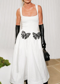 Uaelyvira Butterfly Detail A Line Midi Dress In White