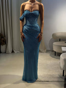 Bahadur One Shoulder Rhinestone Mesh Maxi Dress