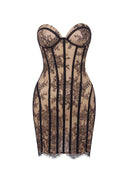 Caelvorn Strapless Lace Corset Mini Dress