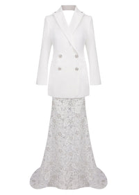 Nedelya Crystal-Embellished Backless Suit Blazer And Maxi Skirt Set