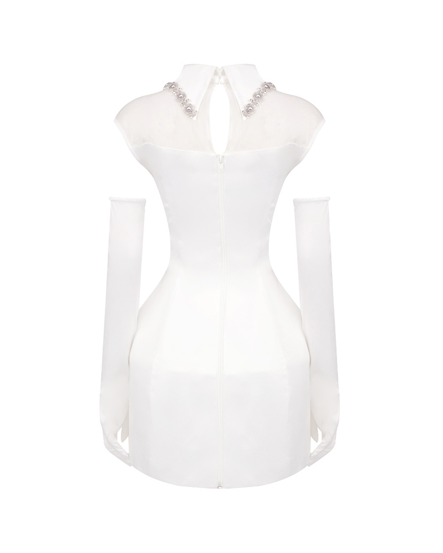 Wieda Tulle Detail Mini Dress In White