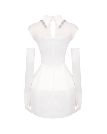 Wieda Tulle Detail Mini Dress In White