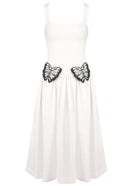 Uaelyvira Butterfly Detail A Line Midi Dress In White