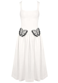 Uaelyvira Butterfly Detail A Line Midi Dress In White