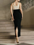 Isometry Floral Bustier Maxi Dress Black In Ivory