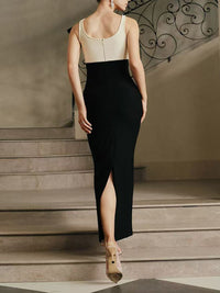 Isometry Floral Bustier Maxi Dress Black In Ivory