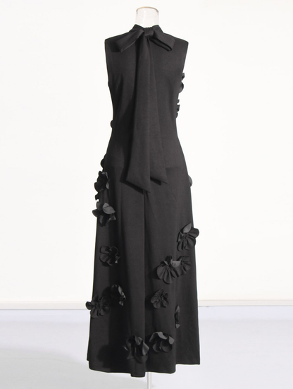 Hank Flower Embellished Maxi Dress In Black