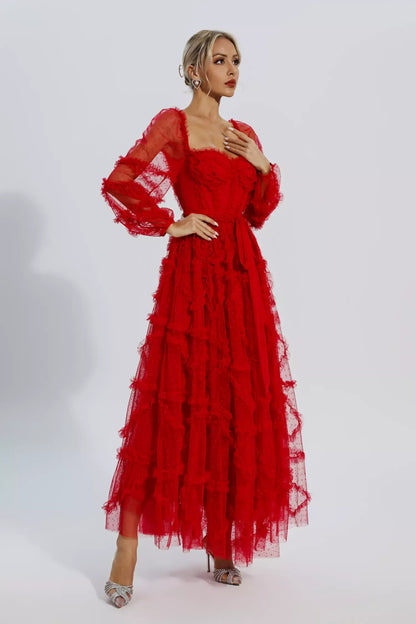 Terila Wedding Bridesmaid Maxi Dress In Red