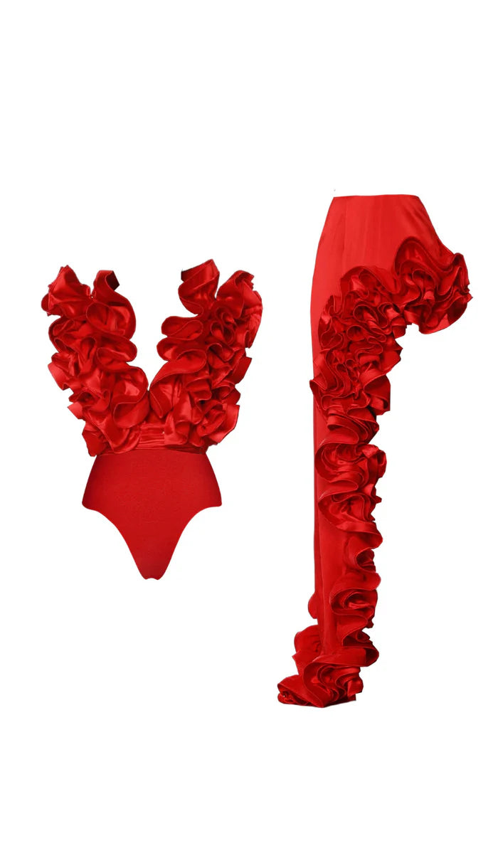 Mignon 3D Flower One Piece Swimsuit Set