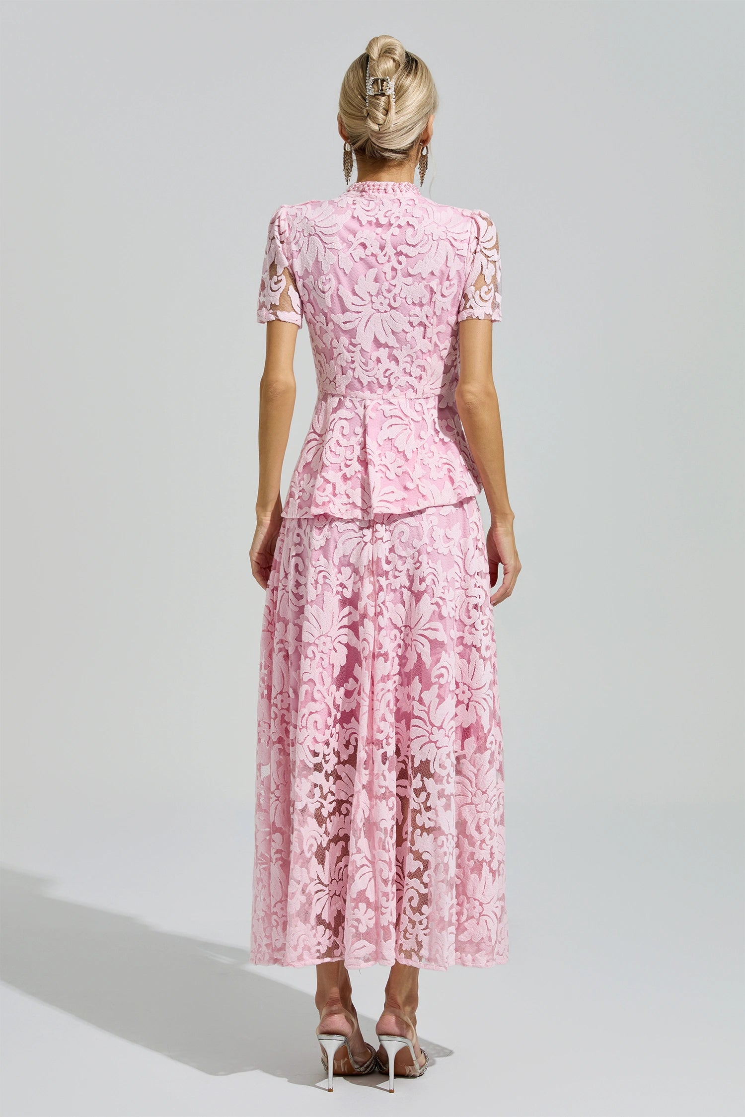 Dovarik Pink Embroidered Lace Set