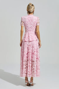 Dovarik Pink Embroidered Lace Set
