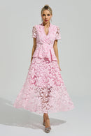 Dovarik Pink Embroidered Lace Set