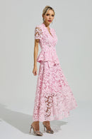 Dovarik Pink Embroidered Lace Set